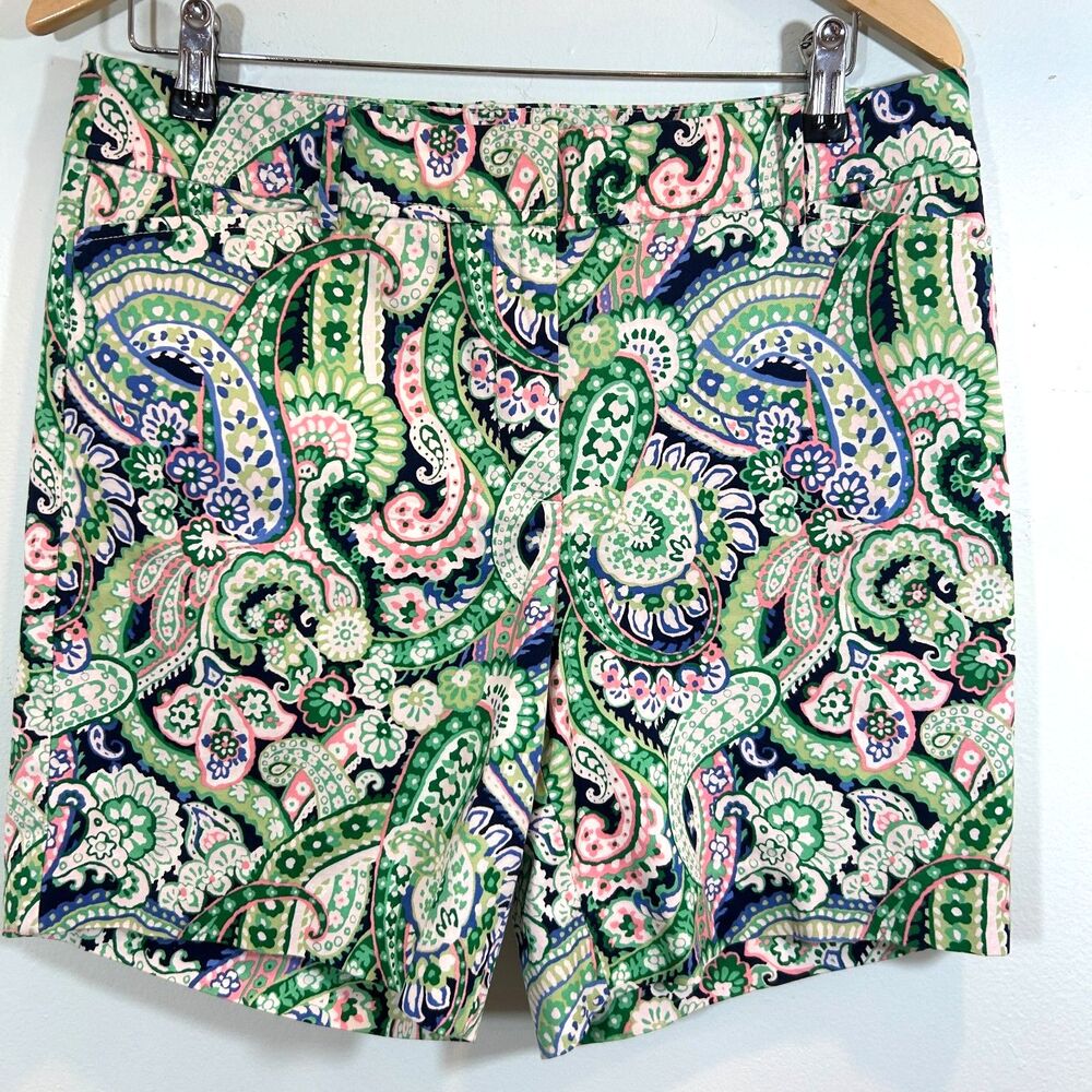 Talbots Colorful Paisley Perfect Shorts Size 8 Cotton Preppy Vacation Beach
